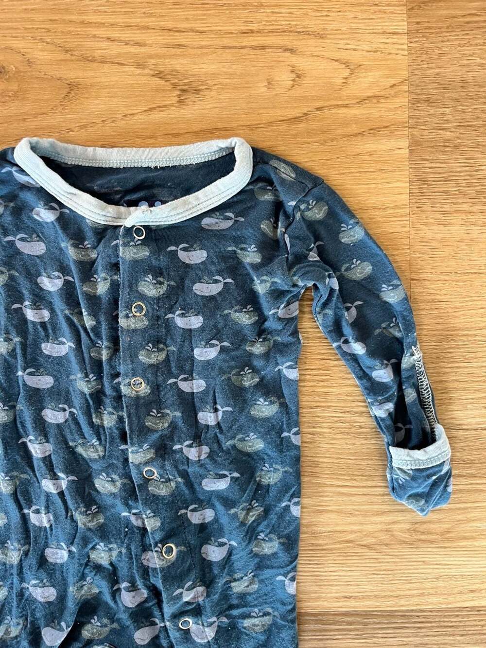 KicKee Pants, Bamboo Pajamas, Whale Print Footie, Blue, 3-6 Months